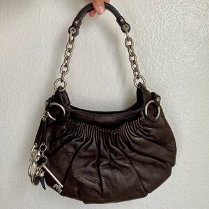 JUICY COUTURE Leather Hobo Bag Purse JC Y2K Charms Brown Shoulder Bag NWOT